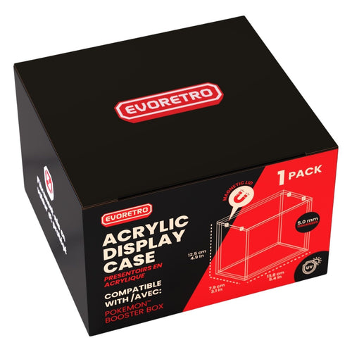 Evoretro Acrylic Case for Pokémon Booster Box – Magnetic Lid, 5 mm, UV Protection